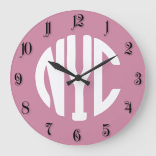 New York City Monogramm Große Wanduhr