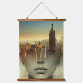 New York City Montage Wandteppich Mit Holzrahmen