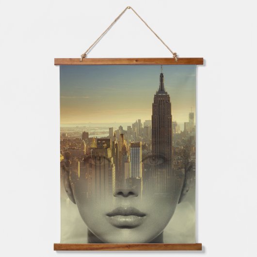 New York City Montage Wandteppich Mit Holzrahmen (Vorderseite)