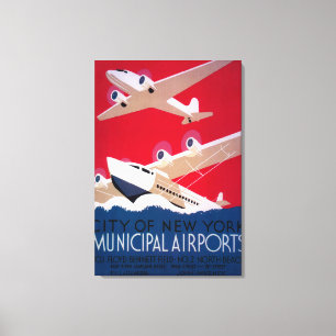 New York City Municipal Airport Vintage Poster Leinwanddruck