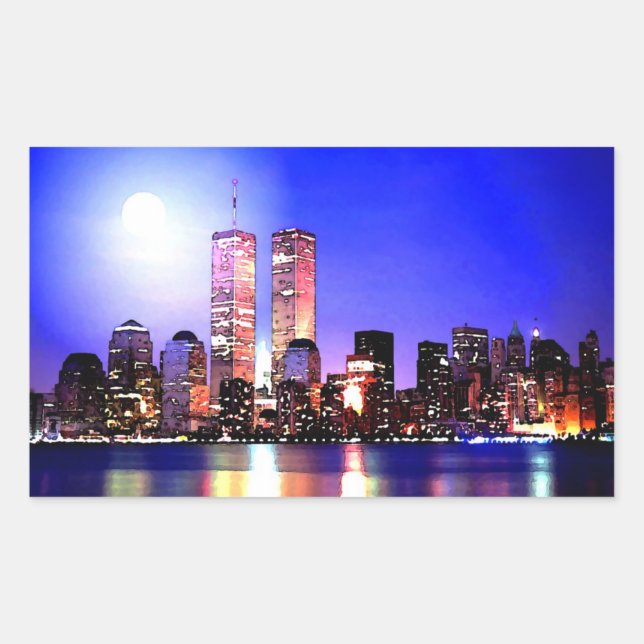 New York City: Nachtklebeaufkleber Rechteckiger Aufkleber (Vorderseite)
