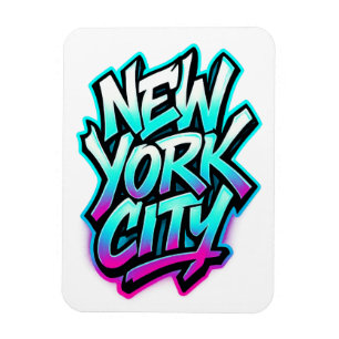 New York City Neon Graffiti Street Art Design Magnet