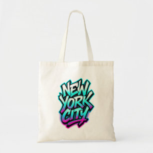New York City Neon Graffiti Street Art Design Tragetasche