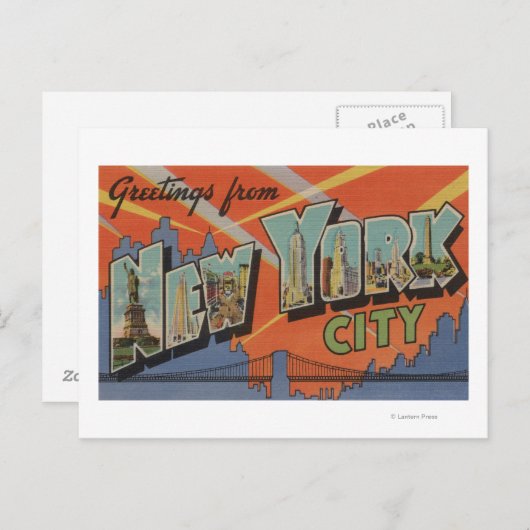 New York City, New York - Große Briefszenen Postkarte (Vorne/Hinten)