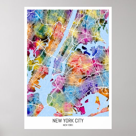 New York City New York Map Poster (Vorne)
