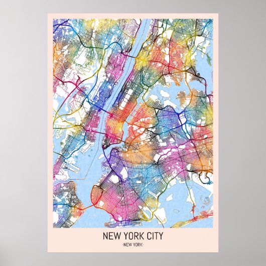 New York City New York Map Poster (Vorne)