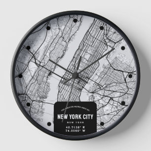 New York City, New York Map Uhr