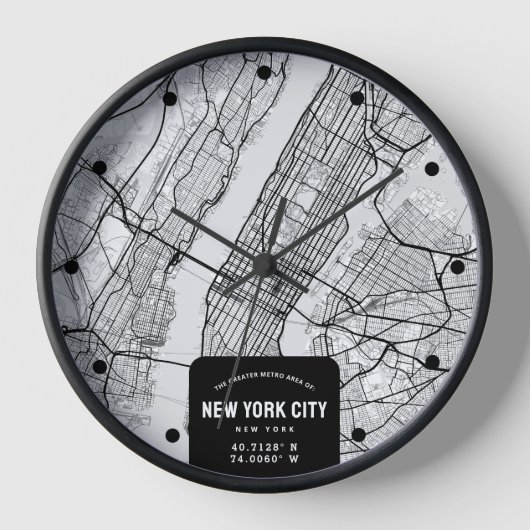 New York City, New York Map Uhr (Vorderseite)