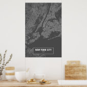 New York City, New York (weiß auf schwarz) Poster (Küche)
