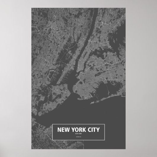 New York City, New York (weiß auf schwarz) Poster (Vorne)