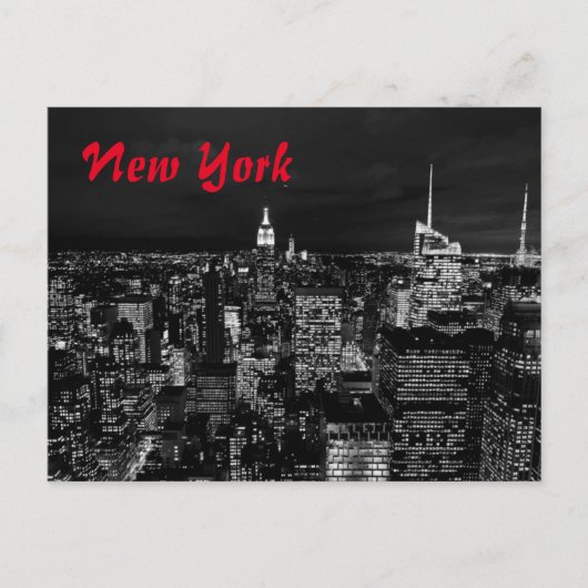New York City Night Black & White Postkarte (Vorderseite)