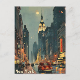 New York City Night Empire State Elegante Vintag Postkarte
