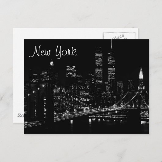 New York City Night Postcard Postkarte (Vorne/Hinten)