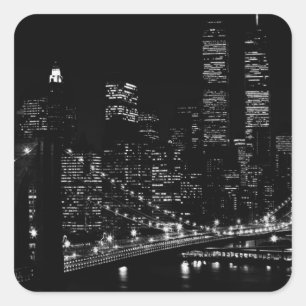 New York City Night Quadratischer Aufkleber