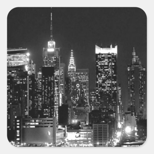New York City Night Quadratischer Aufkleber (Vorderseite)