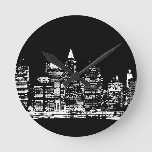 New York City Night Runde Wanduhr (Vorderseite)