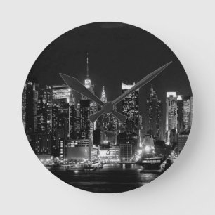 New York City Night Runde Wanduhr