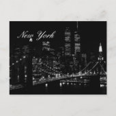 New York City Night Script Postcard Postkarte (Vorderseite)
