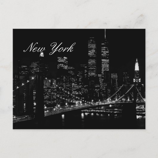 New York City Night Script Postcard Postkarte (Vorderseite)