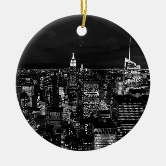 New York City Night Skyline Keramikornament (Vorne)