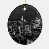 New York City Night Skyline Keramikornament (Links)