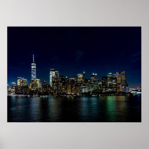 New York City Night Skyline Poster