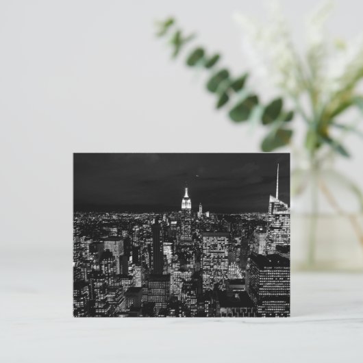 New York City Night Skyline Postkarte (Stehend Vorderseite)