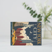 New York City Night Skyline Postkarte (Stehend Vorderseite)