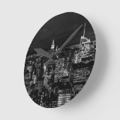 New York City Night Skyline Runde Wanduhr (Winkel)
