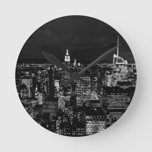 New York City Night Skyline Runde Wanduhr (Vorderseite)