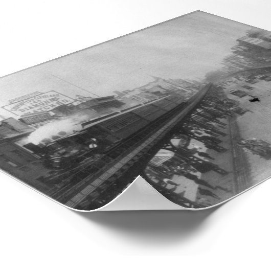 New York City NY Aufgehobener Eisenbahnzug Poster (Ecke)