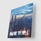 New York City, NY, USA Quadratische Wanduhr (Winkel)