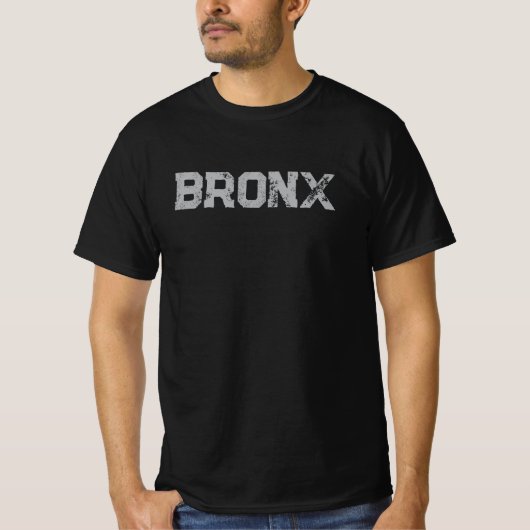 New York City Nyc Black And Grey Custom Text Bronx T-Shirt (Vorderseite)