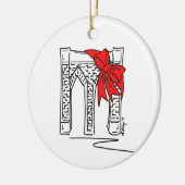New York City NYC Brooklyn Bridge Bow Weihnachten Keramikornament (Links)