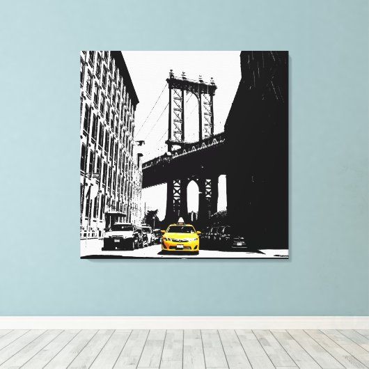 New York City Nyc Brooklyn Bridge Yellow Taxi Leinwanddruck (Insitu (Holzboden))