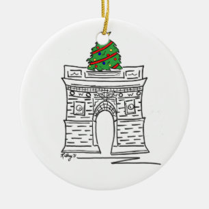 New York City NYC Christmas Washington Square Tree Keramik Ornament