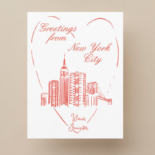 New York City NYC handgemalte Gruß-Postkarte Postkarte