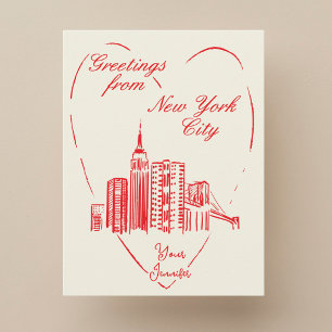 New York City NYC handgemalte Gruß-Postkarte Postkarte