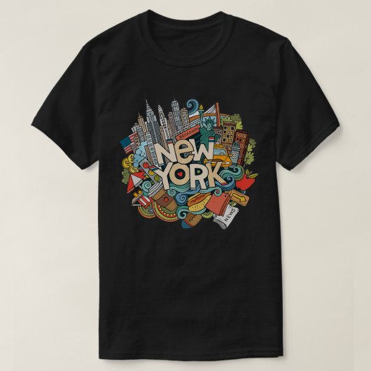 New York City NYC Iconic Skyline Big Apple Geschen T-Shirt (Design vorne)