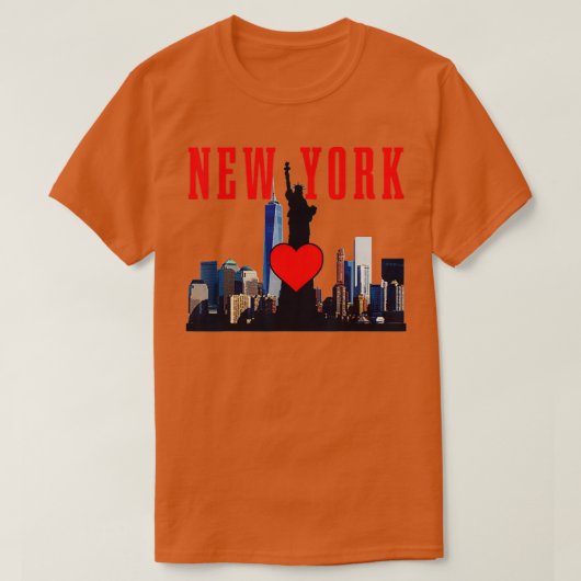 New York City NYC NY Skyline Statue of Liberty Hea T-Shirt (Design vorne)