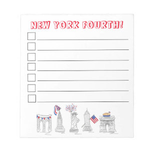 New York City NYC Patriotic 4. Juli zu tun Liste Notizblock