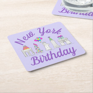 New York City NYC Sehenswürdigkeiten Geburtstagspa Rechteckiger Pappuntersetzer