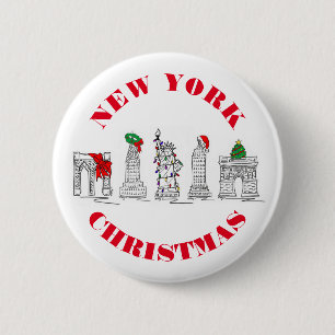 New York City NYC Sehenswürdigkeiten Weihnachtsfei Button