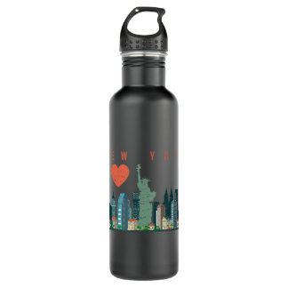 New York City NYC Skyline Herz gestört Stil Edelstahlflasche