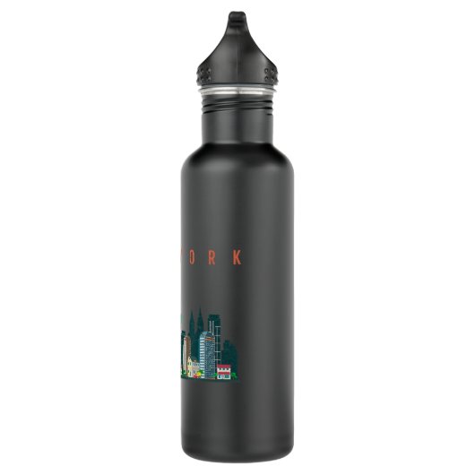 New York City NYC Skyline Herz gestört Stil Edelstahlflasche (Rechts)