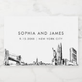 New York City NYC Skyline Mini Schaumweinetikett (Einzelnes Label)