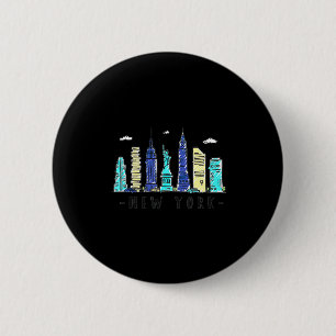 New York City Nyc Skyline Ny Aquarell-Souvenir G Button