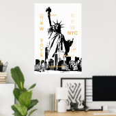 New York City nyc Statue of Liberty Pop Art Poster (Heimbüro)