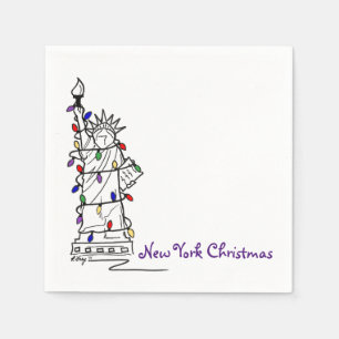 New York City NYC Weihnachtsstatue Liberty Holiday Serviette