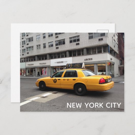 New York City NYC Yellow Checkered Taxi Car Car Ca Postkarte (Vorne/Hinten)